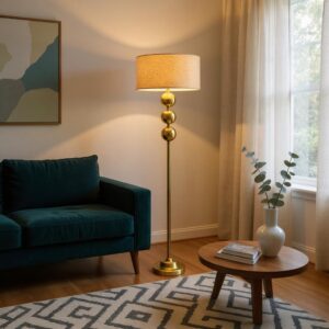 Elstra Gold Brass Corner Floor Lamp