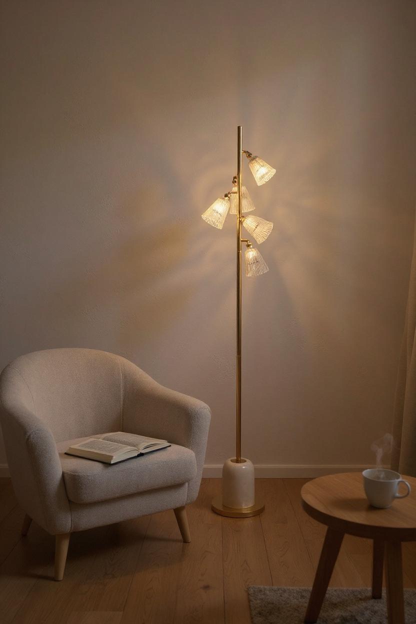 Sablume White Crystal 5-LED Floor Light