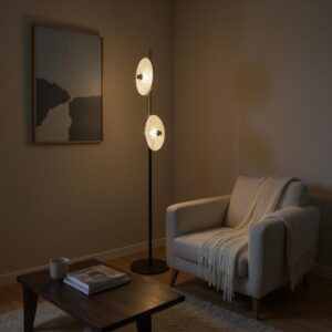 Vantora Black Brass Corner Floor Lamp