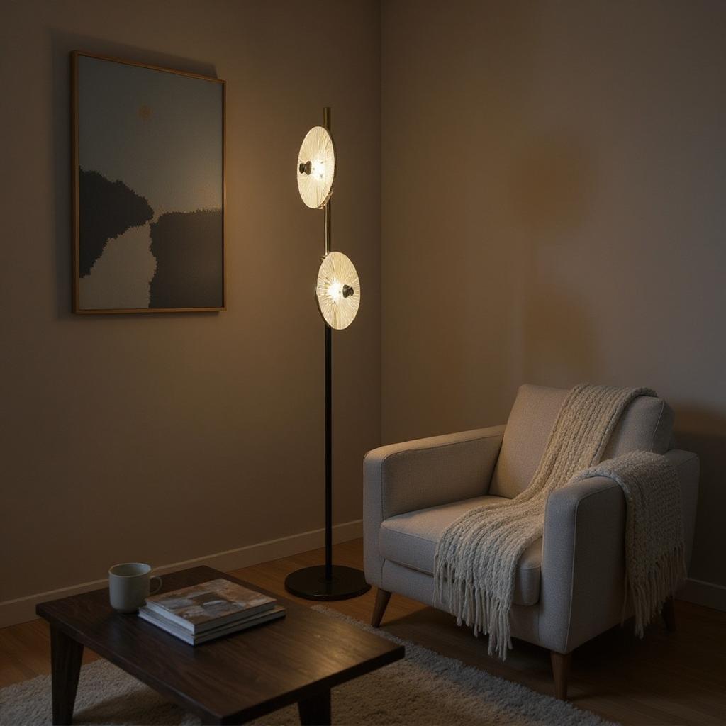 Vantora Black Brass Corner Floor Lamp